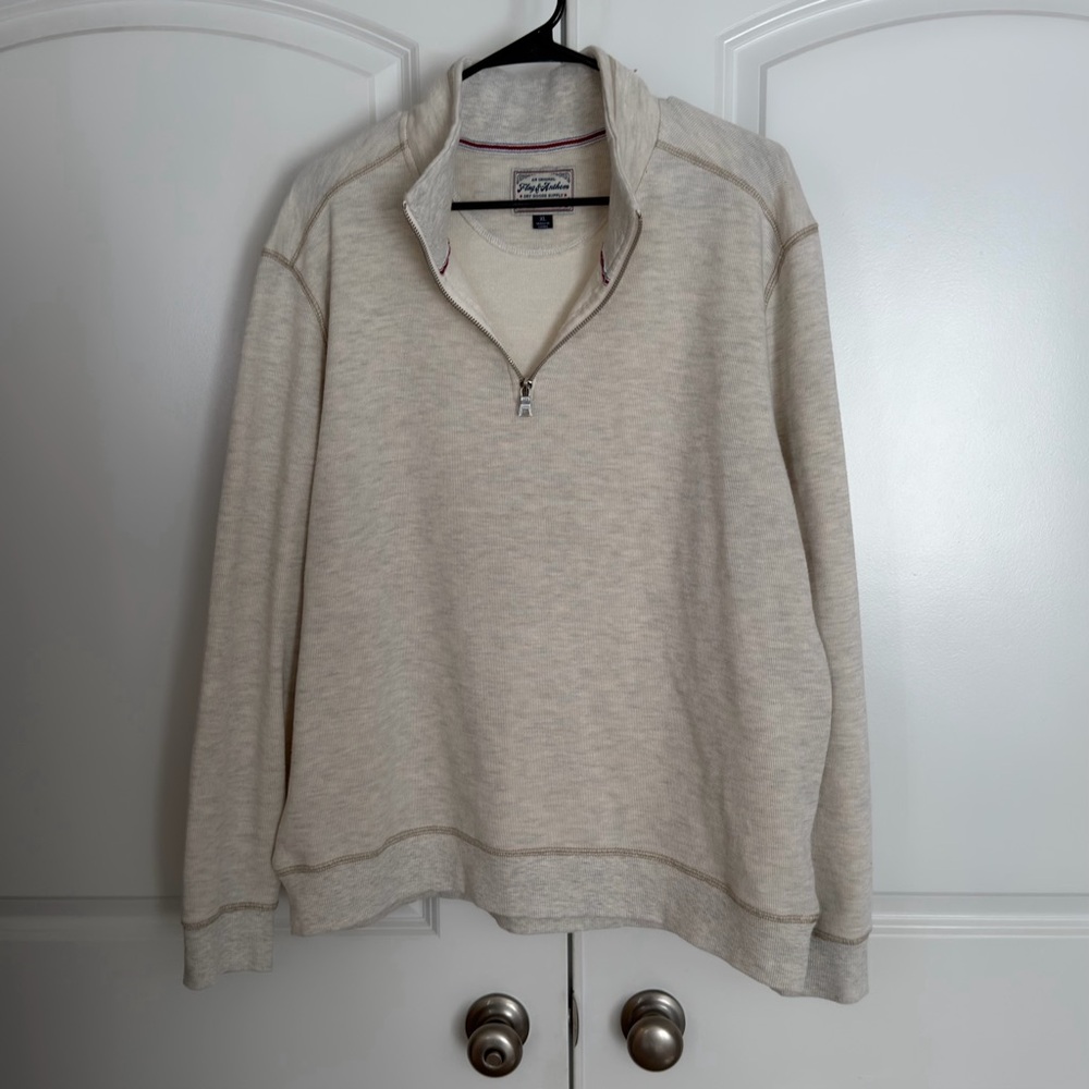 Men's flag & Anthem Dry Goods Supply Beige Zip-Up Sweater